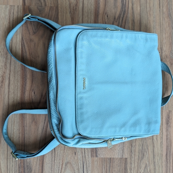 Fossil Claire Aqua Teal Leather Backpack - Picture 7 of 14